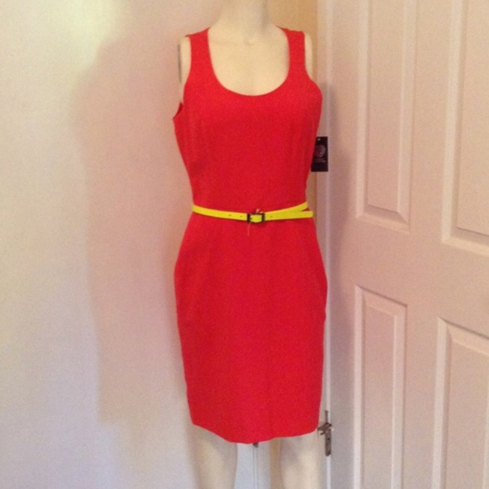 Vince Camuto Orange pink Dress without Yellow Belt